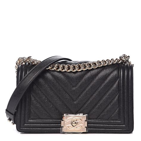 chanel boy chevron caviar black|CHANEL.